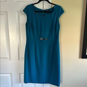 Elegant Blue Cap Sleeve Dress